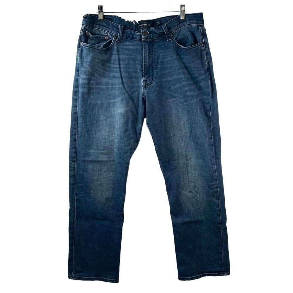 Lucky Brand Jeans Men's 36x30 Straight Blue Medium Wash Whiskers‎ Stretch
